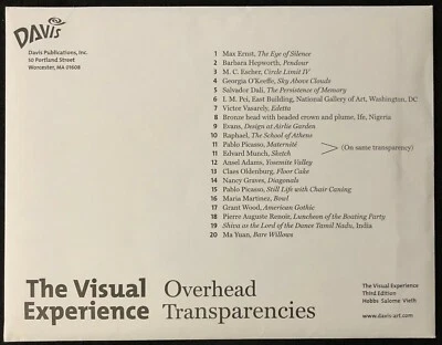ART - VISUAL DESIGN (20 total) OVERHEAD TRANSPARENCIES (2004, Davis Publication) - Image 1 of 4