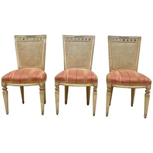 Caned Back Carved Mahogany Louis XVI Style Chairs - Picture 1 of 4