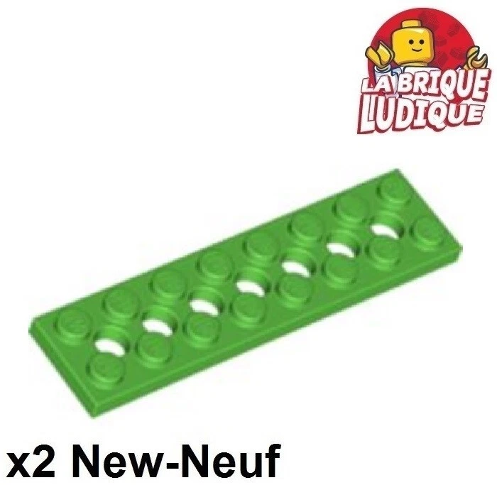Lego technic 2x plate plaque 7 trous holes 2x8 vert clair/bright green 3738 NEUF - Photo 1/1