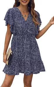NWT $50 SIZE MEDIUM Manydress Women’s Casual Print Butterfly Sleeve POCKETS - Picture 1 of 7