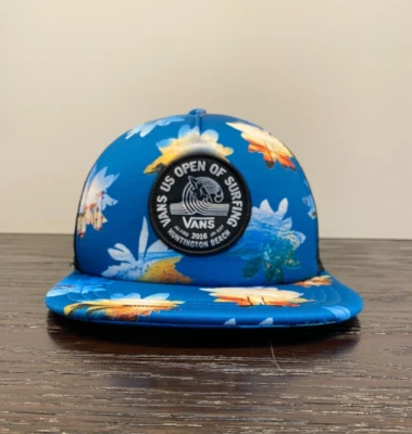 Vans Hat Cap Mens Blue Mesh Trucker US Open Surfing Huntington Beach 2016 Skate - Imagem 1 de 4