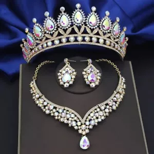 Wedding Crown Bridal Tiaras with Necklace Sets Headband for Women - Picture 1 of 3
