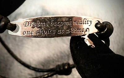 Lovely Dream's Quote Leather Bracelet w/a Tiny Star Charm ~ 925 Sterling Silver - Image 1 of 4