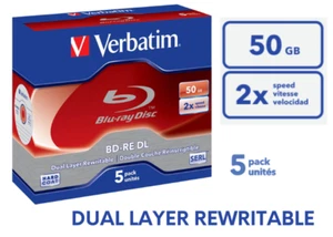 Verbatim Blu-ray Rohlinge 50GB wiederbeschreibbar Disc Double Layer 2xSpeed 5Stk - Bild 1 von 4