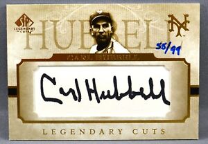 2005 UD SP Legendary Cuts Carl Hubbell CUT AUTO #55/99 NEW YORK YANKEES #LC-CH