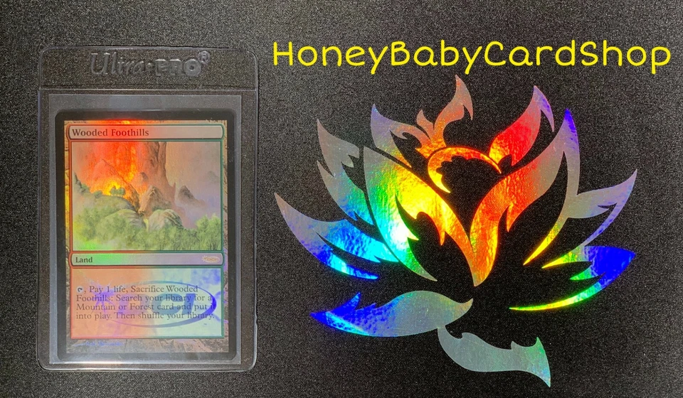 MTG Judge Promo 2009 Wooded Foothills M/NM Judge Foil Rare Promo Foil Fetchland - Image 1 of 3