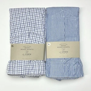J Crew Boxershorts Herren XL 2 Paar Micro Blue Stripe & Box Check Plaid Boxershorts - Bild 1 von 3