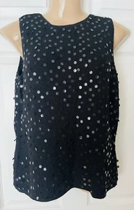 NWOT Liz Claiborne Black Sleeveless Sweater Sequin Top MED - Picture 1 of 9