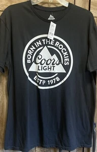 NWT Coors Light Beer Men’s L Born In The Rockies Black T-Shirt Official Apparel - Picture 1 of 6