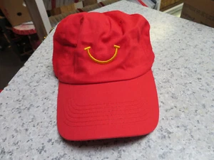 NEW-McDonalds Fast Food Restaurant Yellow Embroidered Smile Red Baseball Cap Hat - Picture 1 of 6