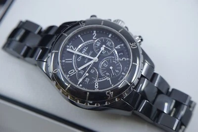Reloj Pulsera Chanel J12 Cronógrafo Negro Cerámica 41 mm Caucho Negro Automático Foto 1 de 4