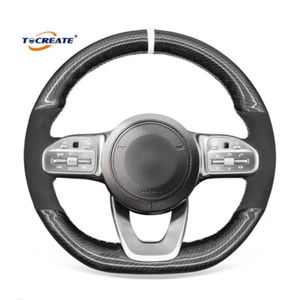 Suede Carbon Fiber Steering Wheel Cover for Benz W177 W205 C118 C257 W213 #BHXD - Bild 1 von 11