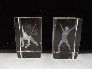 Spiderman & Gymnastics Laser Cut Glass Paperweight Block x 2 #3 JL 3 - Picture 1 of 18