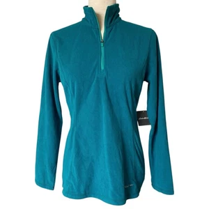 NEW EDDIE BAUER Quarter Zip Fleece Jacket Teal Blue Green Size Small Petite - Picture 1 of 6