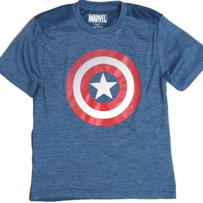 Marvel Captain America Superhero Boys T-shirt Size Large 10-12 Blue Polyester  - Image 1 of 4