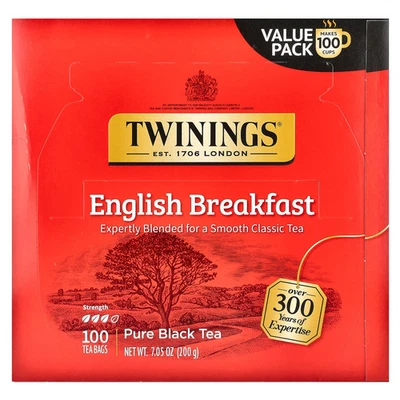 Té negro puro, desayuno inglés, 100 bolsitas de té, 7,05 oz (200 g) Foto 1 de 3