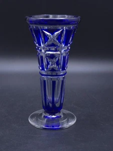Art Deco 1930's Walsh Cobalt Blue Cut Crystal Vase - Picture 1 of 7
