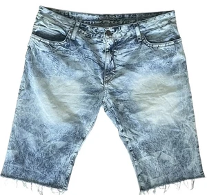 Robins Jeans Denim Shorts 40x15 Long Flap Raw Hem Studded Made in USA - Picture 1 of 11