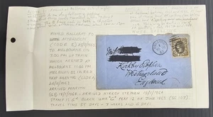 1863 Victoria Australia 6d Jet Black Modified oval Stamp on Cover BALLAARAT-UK - Picture 1 of 4
