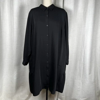 ¡NUEVO! Vestido Camisa J. Jill Colección Usable Negro Abotonado Manga Larga Midi 3X Foto 1 de 4