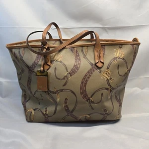Ralph Lauren Equestrian Design Caldwell Beltin Tan Large Tote Handbag - Picture 1 of 11