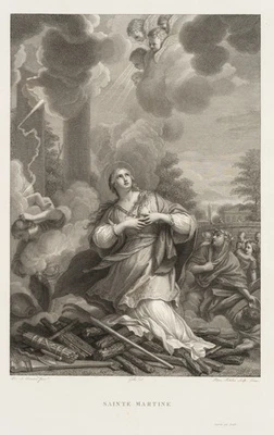 BETTELINI (*1763) nach CORTONA (*1597), Heilige Martina auf Scheiterhaufen, KSt. - Bild 1 von 4