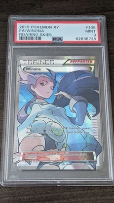 WINONA TRAINER 2015 Pokemon #108/108 PSA 9 MINT Roaring Skies FULL ART - Image 1 of 2
