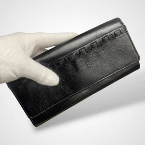 Hobo Continental Geldbörse schwarz Echtleder lange Doppelfaltung mit Magnetverschluss - Bild 1 von 10