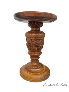 Piedistallo portavaso in legno massello scolpito a mano – Colonna d’appoggio - Picture 1 of 5