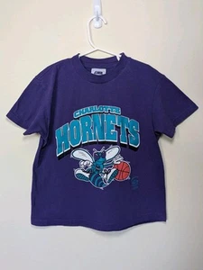 Vintage Charlotte Hornets NBA Basketball T-shirt Youth Size 6/7 Purple Shirt  - Picture 1 of 8