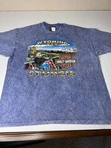 Vintage 1998 Sturgis Wyoming 3D Emblem T-Shirt Harley Davidson XL 90s New NWT - Picture 1 of 9