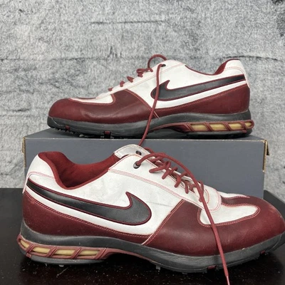 Zapatos de golf Nike para hombre 12 tacos de cuero rojo blanco 315598-106 con clavos de aire Foto 1 de 4