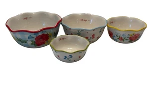 Pioneer Woman Vintage Floral Stoneware Measuring Cup Set 4‑Piece COTTAGECORE - Picture 1 of 12
