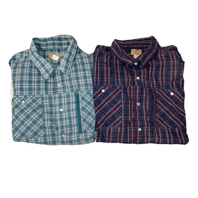 Lot Of 2 Haband Men's Striped Long Sleeve Pearl Snap Western Shirts Size L - Image 1 of 4