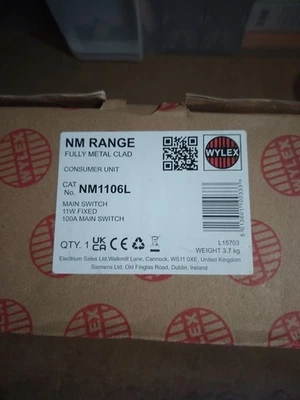Wylex NM1106L 11 Way Metal Clad Consumer Unit 100A Main Switch. New Boxed.  - Image 1 of 2