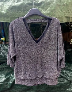 Wallis Petite Size M Medium Black Sparkly Batwing Top - Picture 1 of 5