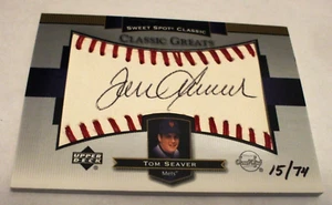 2003 UD TOM SEAVER AUTO SWEET SPOT CLASSIC GREATS 15/74 METS CARD #CG-TS - Picture 1 of 4
