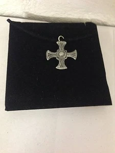 St. Cuthberts Cross R17 Pewter Pendant on a BLACK CORD Necklace - Picture 1 of 1