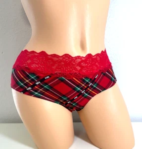 NWT VICTORIA'S SECRET PINK BRIGHT RED PANTY FESTIVE HOLIDAY LACE HIPSTER MEDIUM - Picture 1 of 4