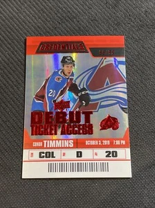 2019-20 UD CREDENTIALS CONOR TIMMINS ROOKIE DEBUT TICKET ACCESS RED #ed 36/99 - Picture 1 of 2