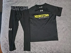 Boys Youth Lot Of 2 Under Armour Baseball Shirt & Compression Pants Youth XS - Picture 1 of 5