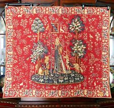 Vintage French Medieval The Lady and The Unicorn "Touch" Woven Gobelin Tapestry