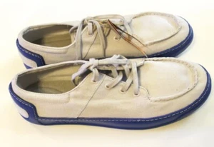 NWT CCIlU Men Super Light Weight Sneaker Men Gray Canvas W Blue Sole 13 Beach - Picture 1 of 12