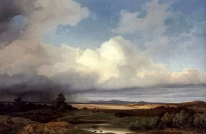 Oil painting albert zimmerman - isarlandschaft bei gewitter storm landscape 36" - Picture 1 of 1