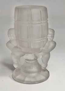 Antique Toothpick Holder McKee Frosted Glass Peek a Boo Cherub - Picture 1 of 8