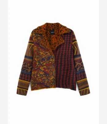 Desigual Multicolor Geometric Print Thick Knit Jacket M - Image 1 of 4