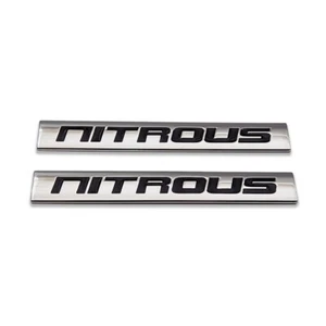 2x Chrome&Black Metal Nitrous Logo Emblem Racing Sport Bagde Side Sticker Decal - Bild 1 von 8