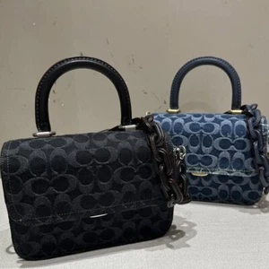 COACH Rogue Top Handle Bag In Signature Denim CR694 3way Blue, Black Outlet New - Picture 1 of 24