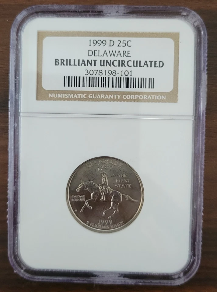 1999 D Delaware Washington State Quarter Coin BU Graded NGC - Image 1 of 2