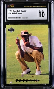 ️ MICHAEL JORDAN 1994 OBERDECK SELTENE LUFT #34 CSG 10 EDELSTEINE NEUWERTIG KARTE GOLF 🙂 - Bild 1 von 2